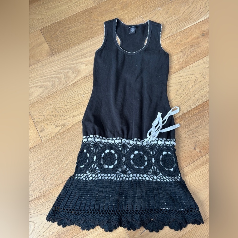 Moda International Y2K crochet knit dress XS